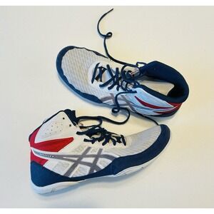 ASICS Men's Wrestling Shoes White Blue Red Athletic Footwear Size 9